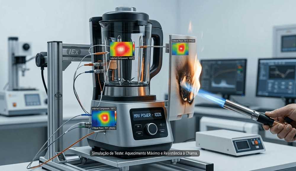 Certificação de Eletrodomésticos simulação de teste de aquecimento e risco de fogo