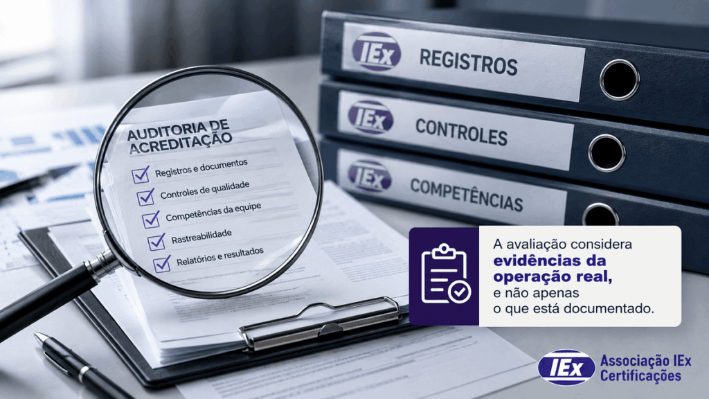 Auditoria de acreditação Inmetro: registros e documentos analisados durante avaliação