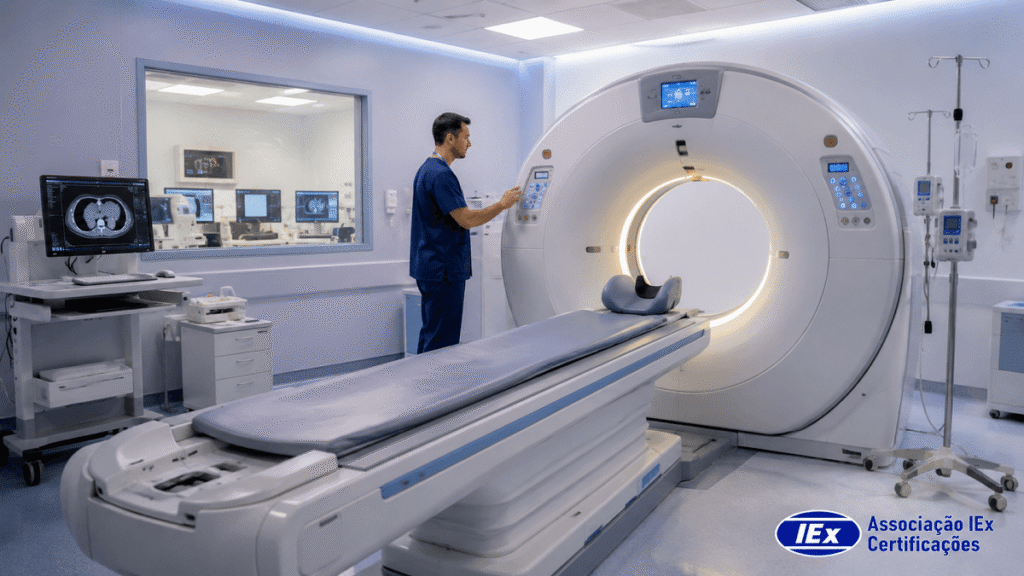 mercado de equipamentos eletromedicos no brasil corpo 3 Sala de diagnóstico por imagem com tomógrafo, equipamento eletromédico de alto investimento hospitalar