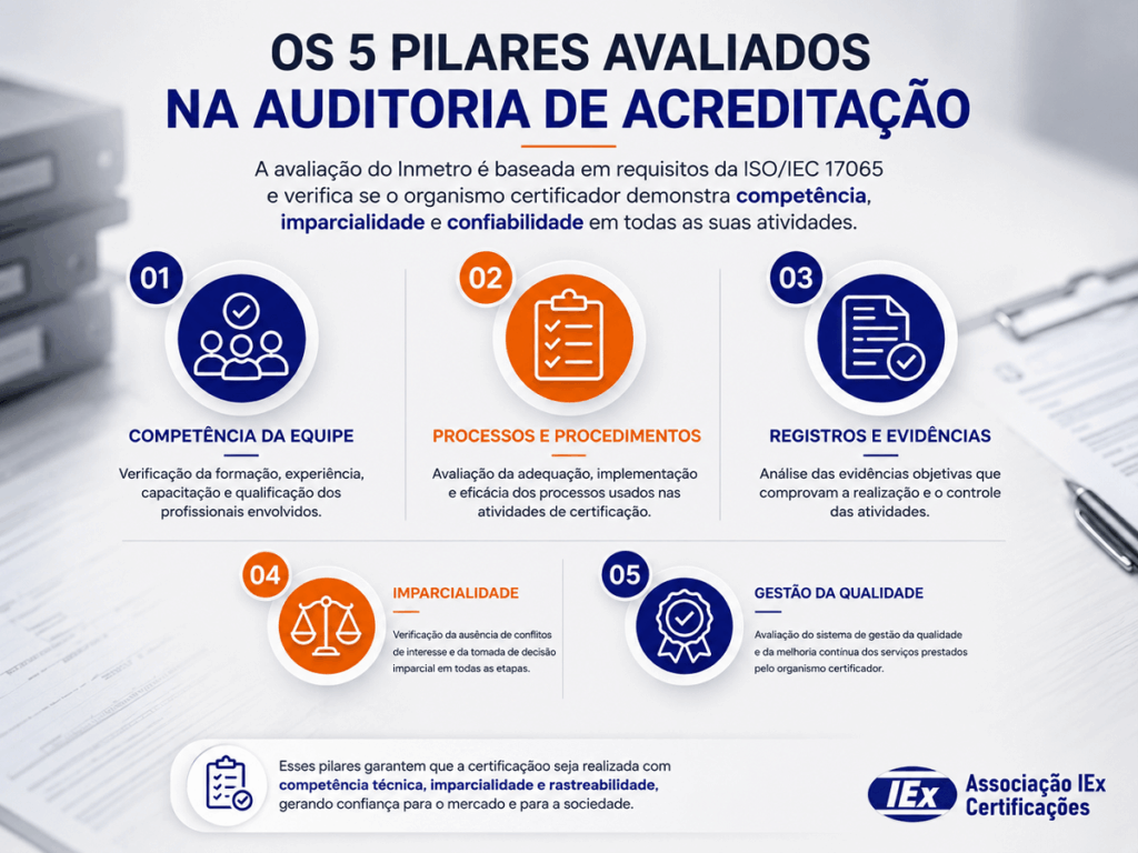 Cinco pilares avaliados em uma auditoria de acreditação de organismo certificador - iex certificações